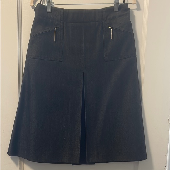 High-Waisted Inverted Front Pleat Louis Vuitton Denim Skirt
